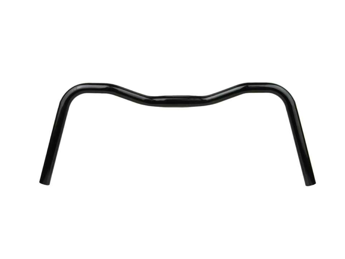 Guidon Nitto B356 coloris noir, vue de face sur fond blanc, montrant la section centrale en forme de vague caractéristique.
