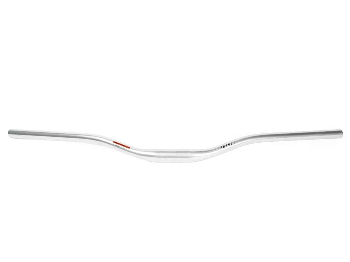 Nitto Sync XL handlebars in silver, front view showing 800mm width and gentle rise