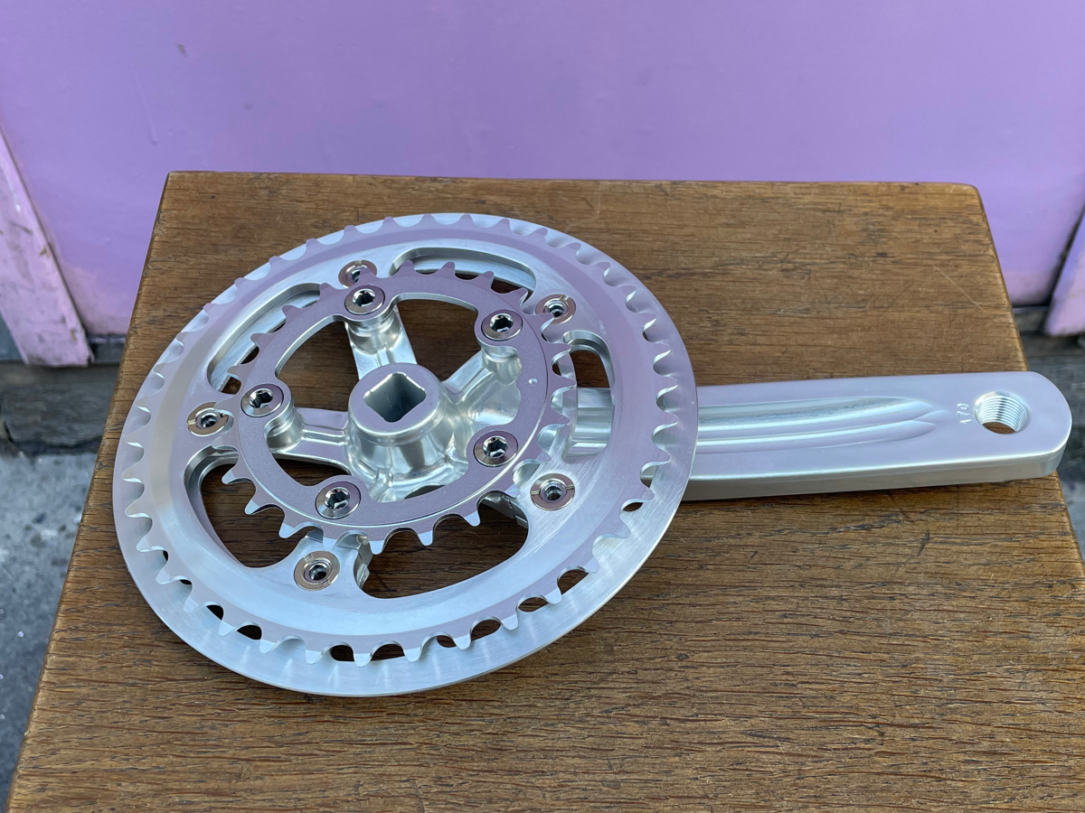 RIVENDELL CRANK SET - SILVER1 - WIDE/LOW DOUBLE 38X24 (WITH GUARD)