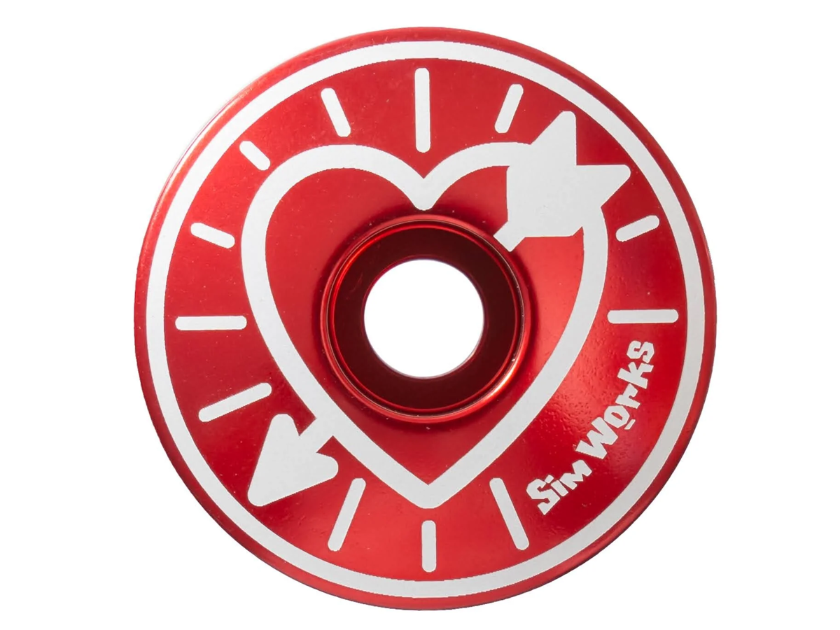 Simworks Heart & Arrow Stem Cap — Red