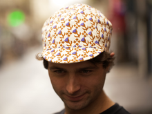 Load image into Gallery viewer, RON&#39;S BIKES LARON&#39;S TULIPS AND HOLLY CAP - PERIWINKLE
